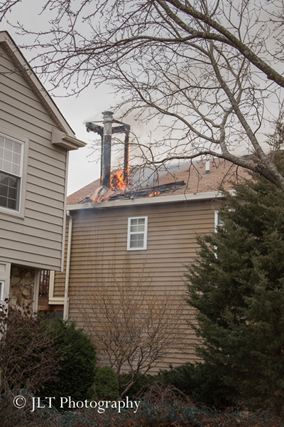 chimney fire at a house