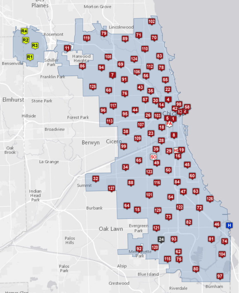 Map of Chicago FD truck companies