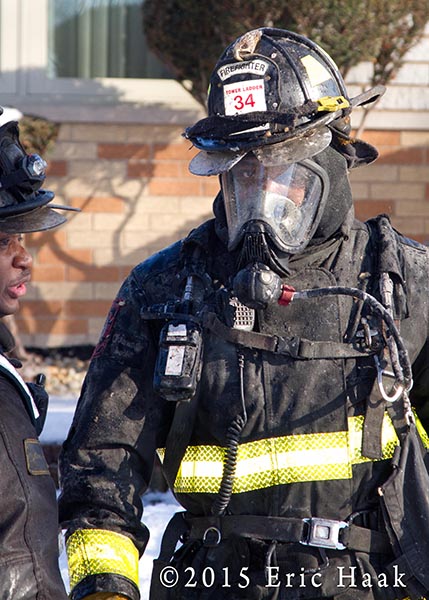 Chicago fireman after fighting a fire