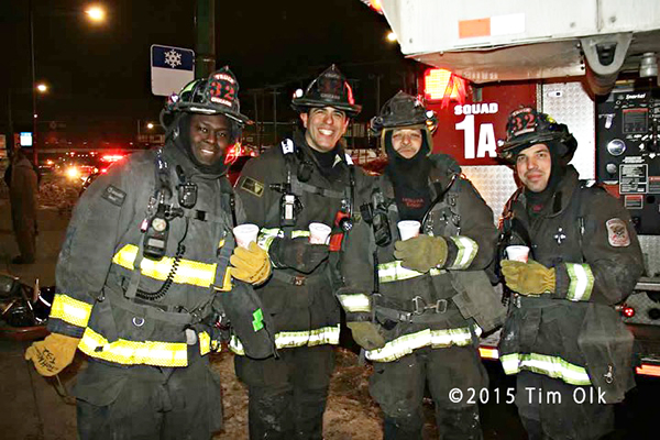 Chicago firemen pose after fire