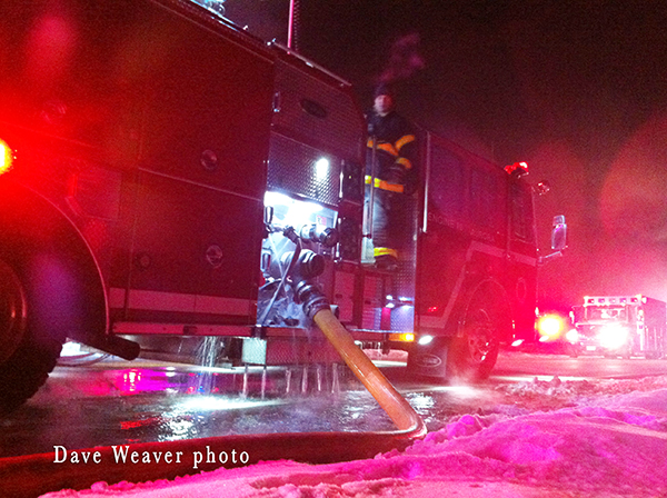 fire truck at night house fire scene