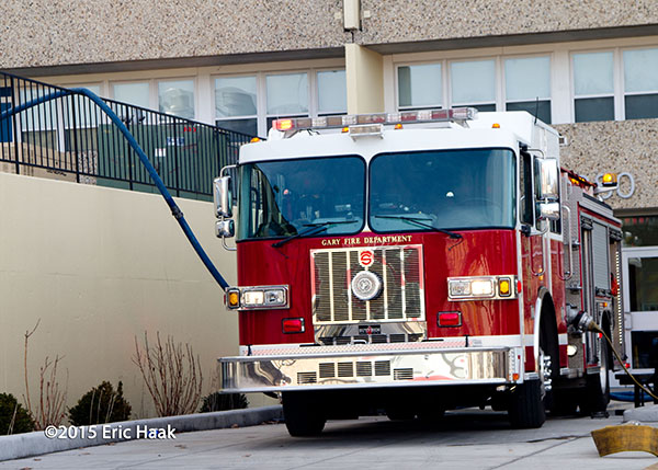 Stuffed fire engine in Gary Indiana