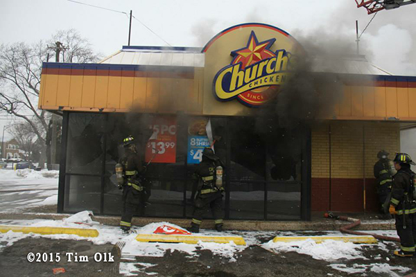fire at Church's Chicken restaurant