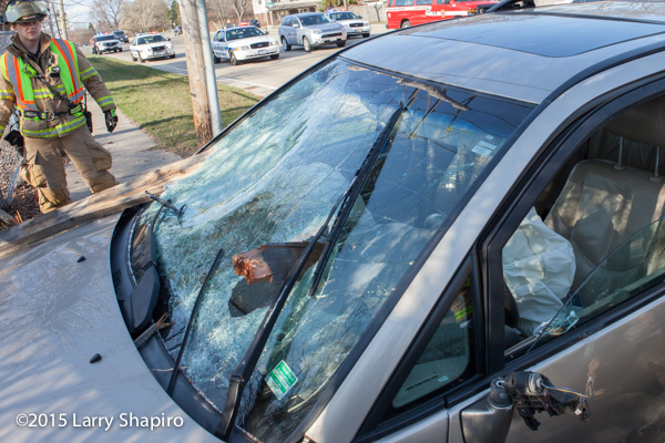 wood posts pierce car windshield during crash