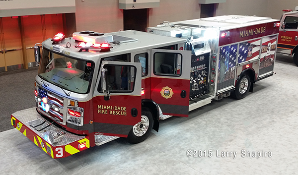 Miami Dade Fire Rescue Engine 3 features a memorial to the 343 FDNY members that were killed on 9/11/01