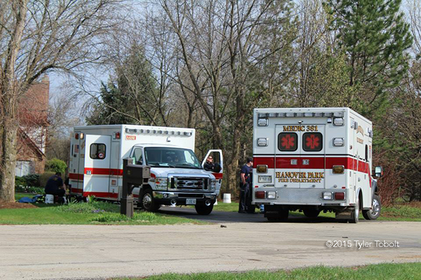 ambulances at fire scene