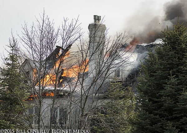 mega mansion engulfed in flames