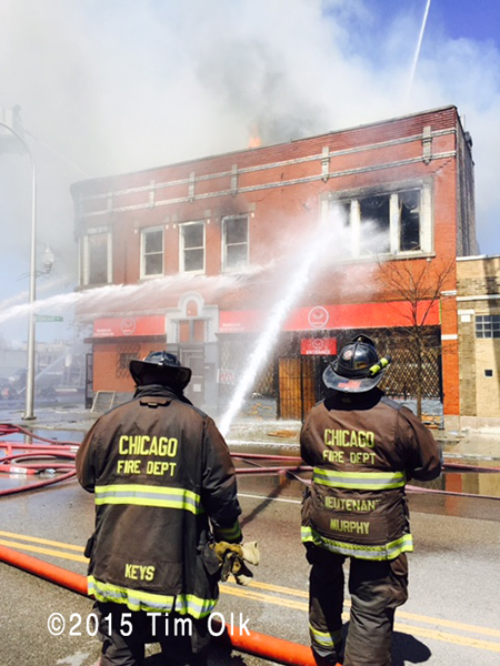Chicago firemen at fire scene