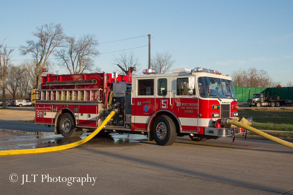 Pierce fire engine with hose