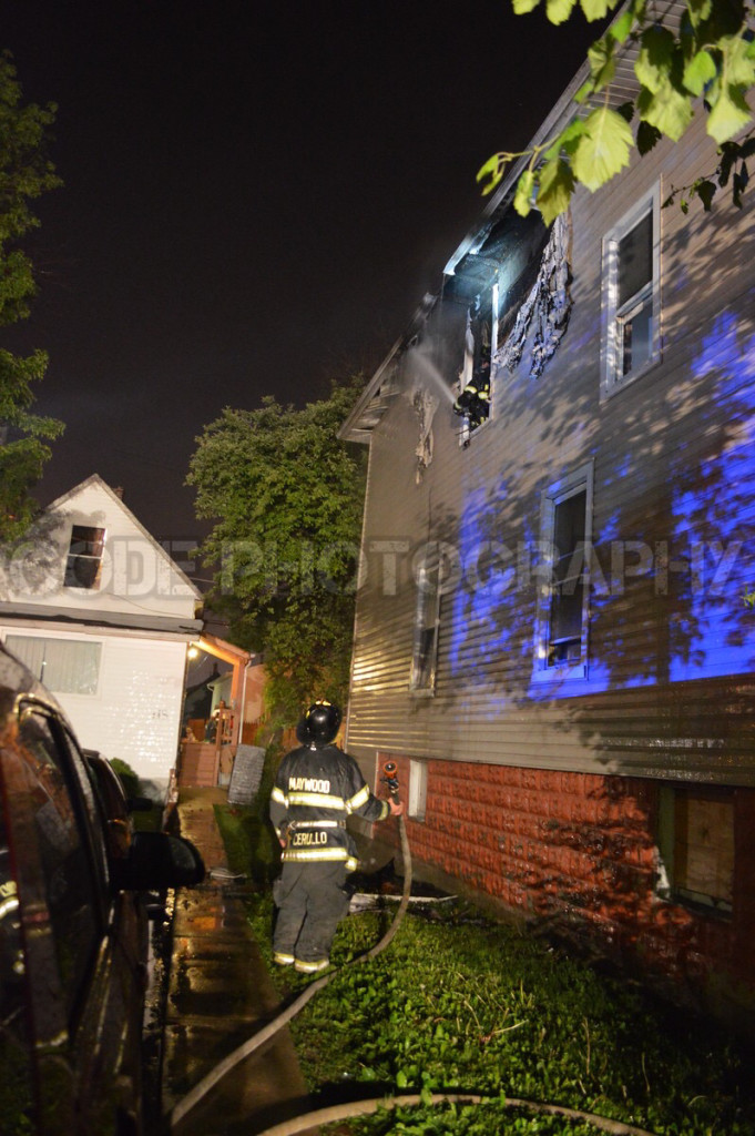 house fire aftermath at night