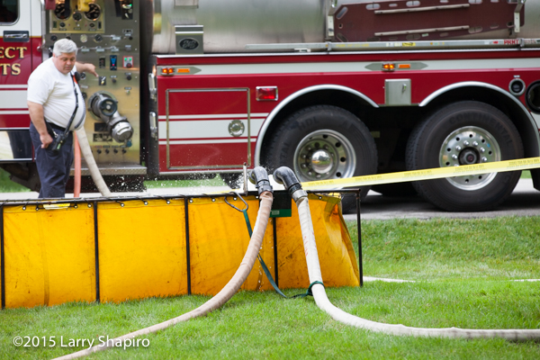 portable water tank at fire scene