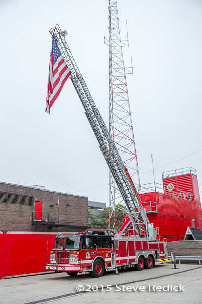 Chicago FD academy ladder truck with American flag