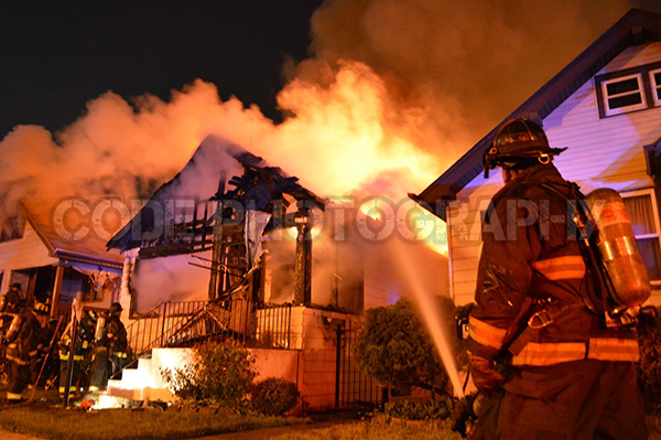 Chicago bungalow gutted by fire at night
