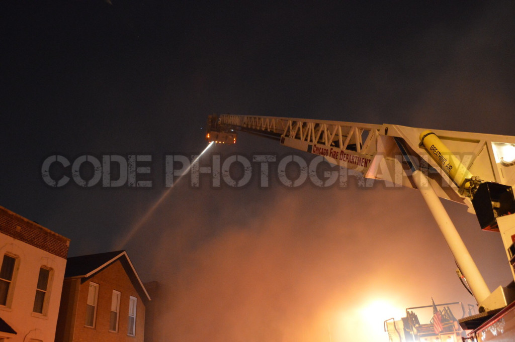 house fire at night