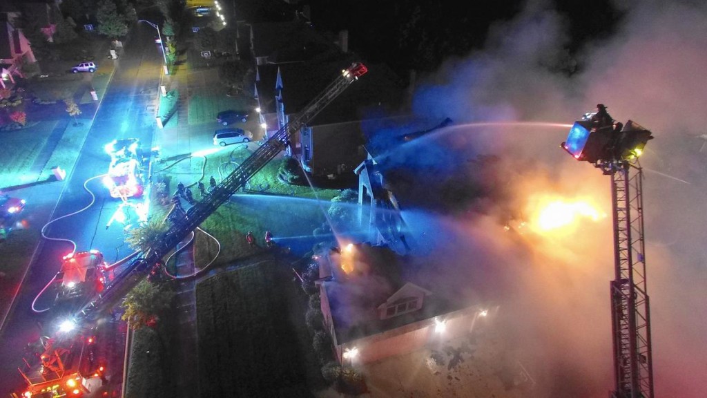 drone photo of fire scene