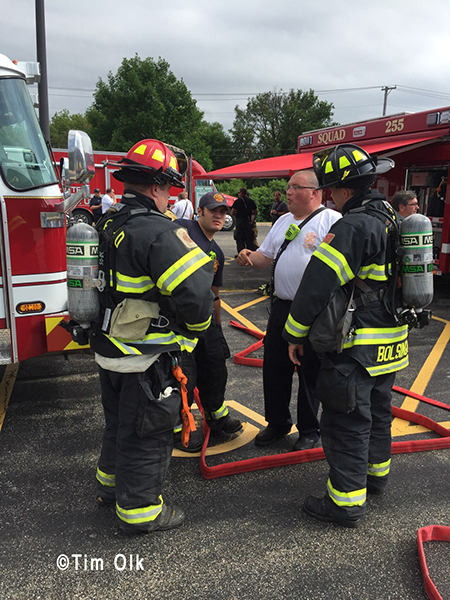 firefighters at the scene of a hazardous materials incident