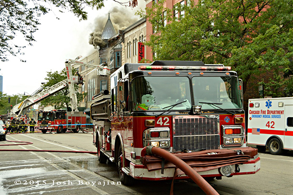 Chicago fire Engine 42 at fire scene