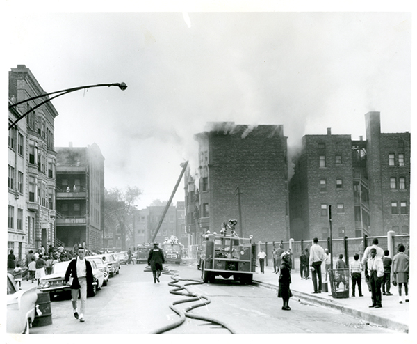 Vintage Chicago fire scene 