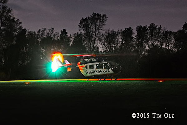 Flight For Life helicopter at night