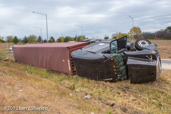 tractor-trailer roll over