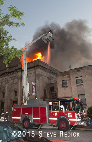 Chicago firefighters battle a church fire