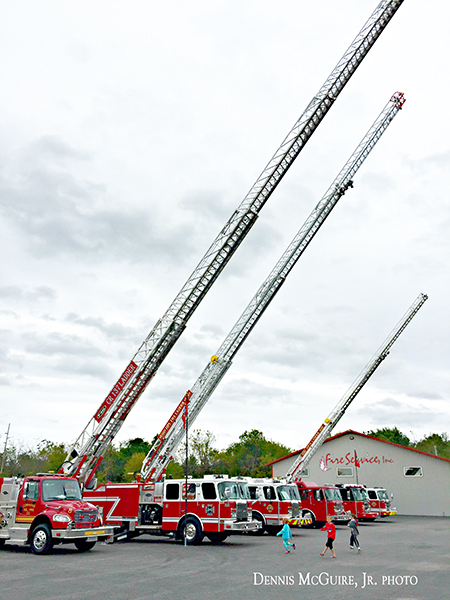 E-ONE aerial ladder trucks on display