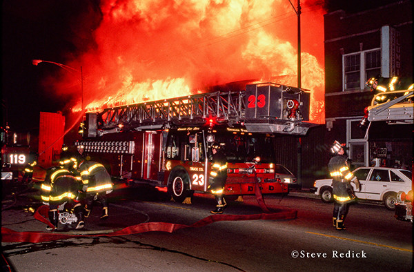 huge lumber yard fire in Chicago