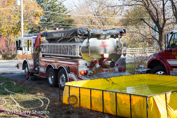 fire department water tender with portable tank