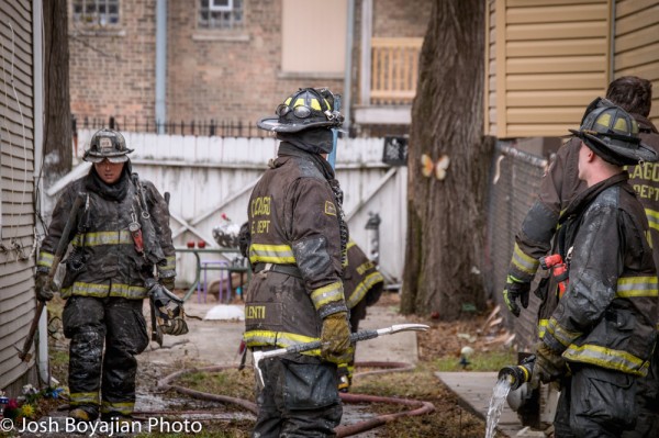 Chicago firefighters after fighting a fire