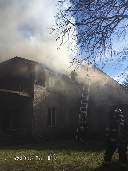house fire with heavy smoke