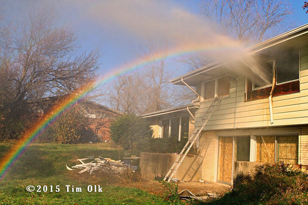 rainbow at house fire scene