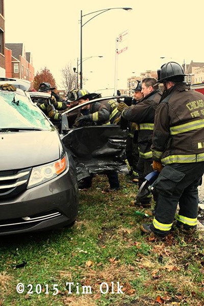 firefighters free driver trapped in car