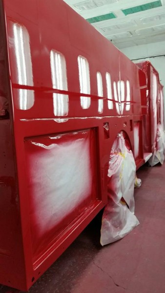 fire truck in paint booth