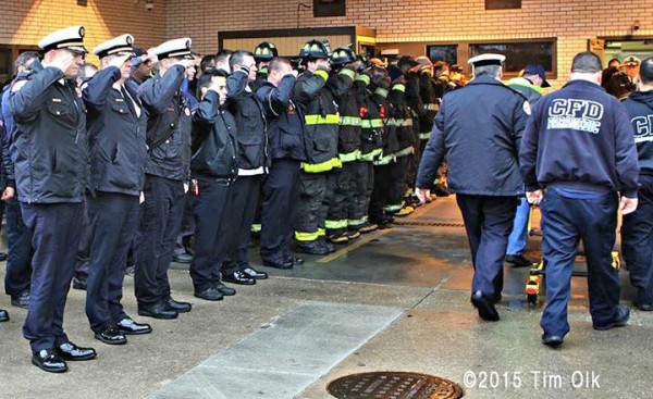 firefighters honor a fallen brother
