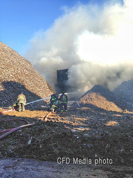 large scrap pile burning