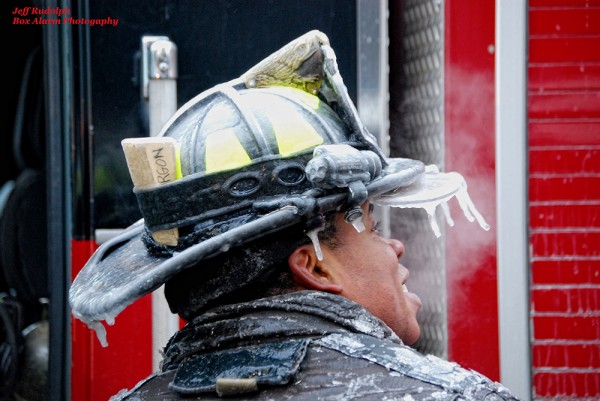 fireman covered with ice