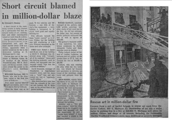 News clipping from a 5-11 Alarm fire with 1 Special Alarm at 952 N Michigan Ave,  Feb 5, 1971