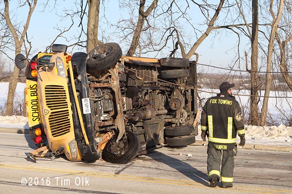 schoolbus that rolled over