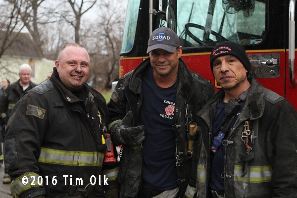 Chicago firefighters from Squad 5 after battling a fire