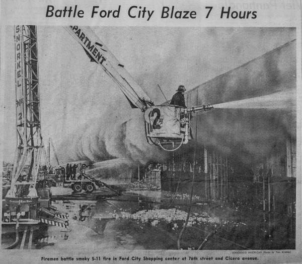 News clipping from an historic fire that destroyed mcCormick Place in Chicago on February 13, 1971