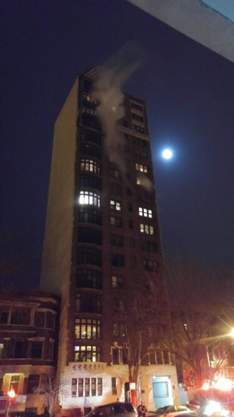 fire on the 10th floor of a high-rise building 