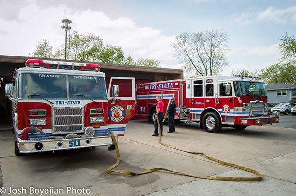 wetdown ceremony for new Tri-State FPD fire engine