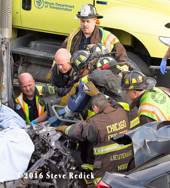 firefighters extricate driver after crash