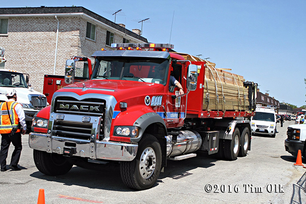 fire department technical rescue truck with lumber
