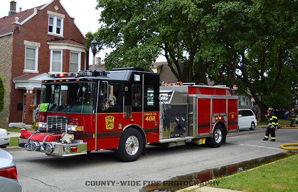 Forest Park fire engine at fire scene