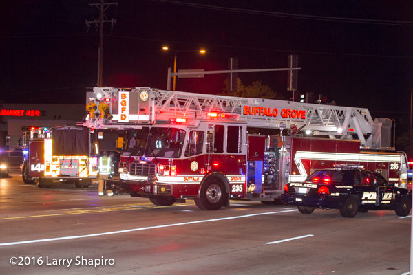 Buffalo Grove Tower Ladder 25 at crash scene
