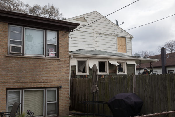 aftermath of basement fire in Stone Park