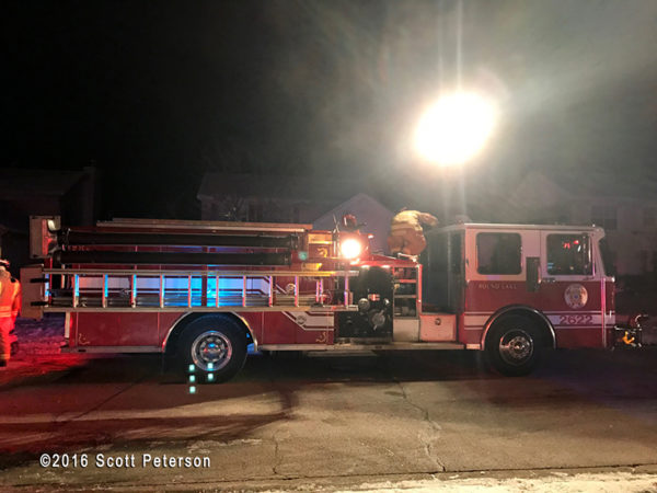 fire truck at night fire scene