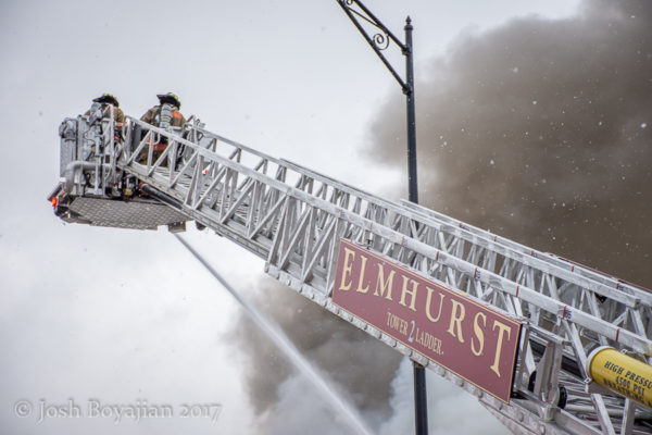 Elmhurst fire truck at fire scene