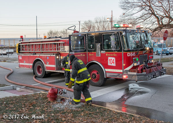 Chicago FD spare fire engine on a hydrant